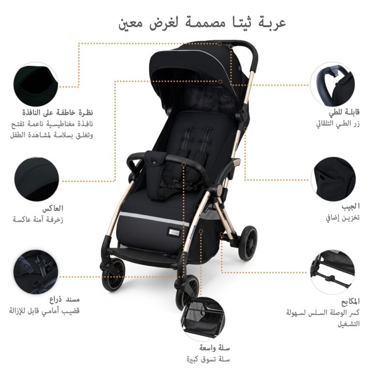 Neobreez -THETA Auto Fold Compact Lightweight Travel Toddler Baby Stroller- Black