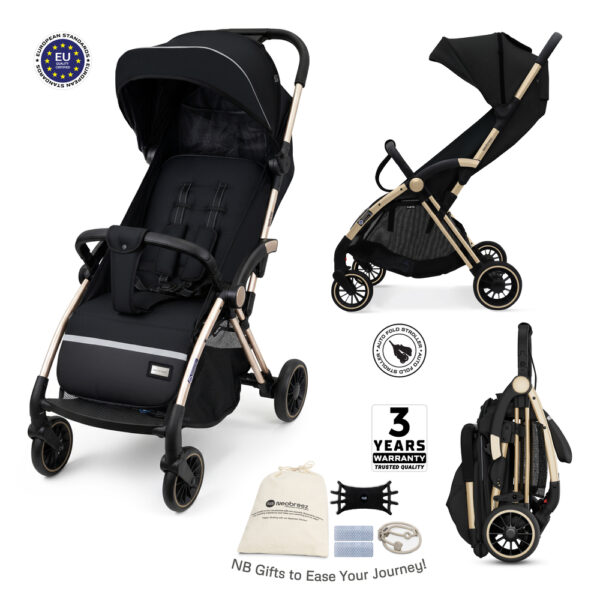 Neobreez -THETA Auto Fold Compact Lightweight Travel Toddler Baby Stroller- Black
