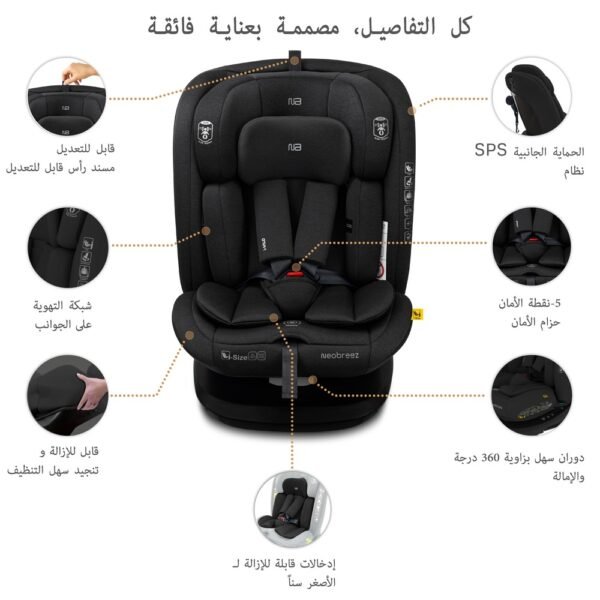 Neobreez I-VILO 360° Rotatable ISOFIX All-in-1 Convertible Baby Toddler Kids Child Car Seat – Black