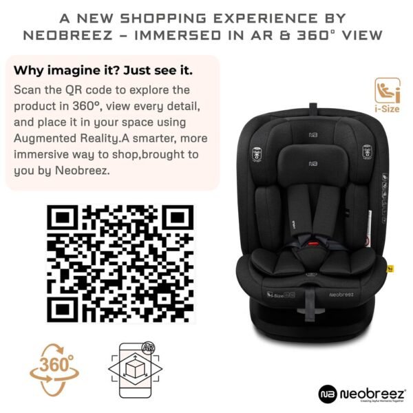 Neobreez I-VILO 360° Rotatable ISOFIX All-in-1 Convertible Baby Toddler Kids Child Car Seat – Black
