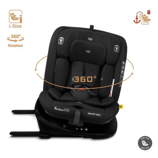 Neobreez I-VILO 360° Rotatable ISOFIX All-in-1 Convertible Baby Toddler Kids Child Car Seat – Black