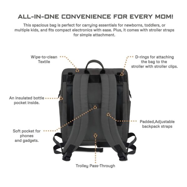 NeobreezI – RILO Multifunction Waterproof Diaper Bag for Baby&Toddler – Dark Gray