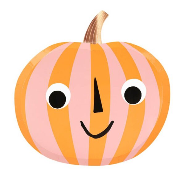 Party Camel – Pink & Orange Stripy Pumpkin Plates