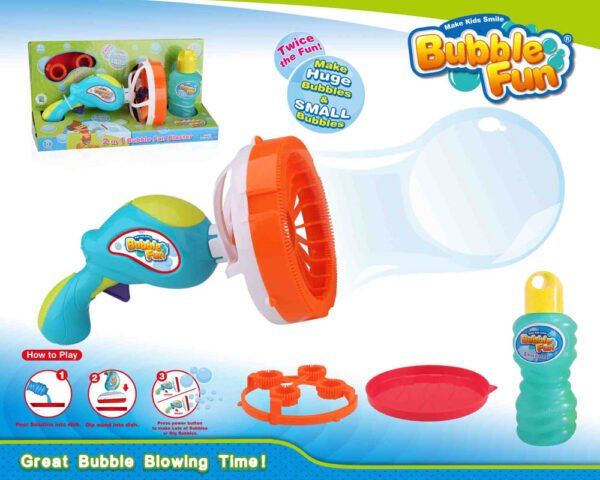 Power Joy – Bubble Jumbo Gun 2-in-1 With 8oz Bubble Solution, Battery Operated