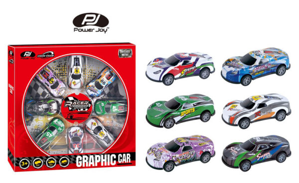 Power Joy – Vroom Vroom Pullback Graphic Car 8 Pieces