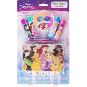 Townley Girl - 4 Pk Disney Princess Swirl Lip Balm with Tin - Plant Based