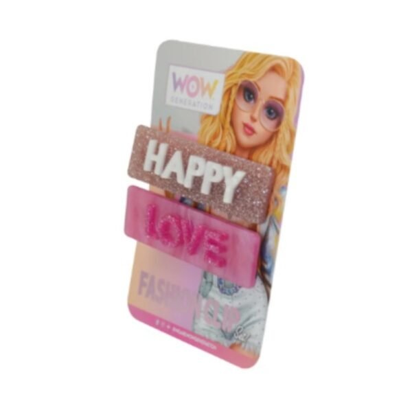 WOW Generation – Hair Clips with Message – Happy/ Love