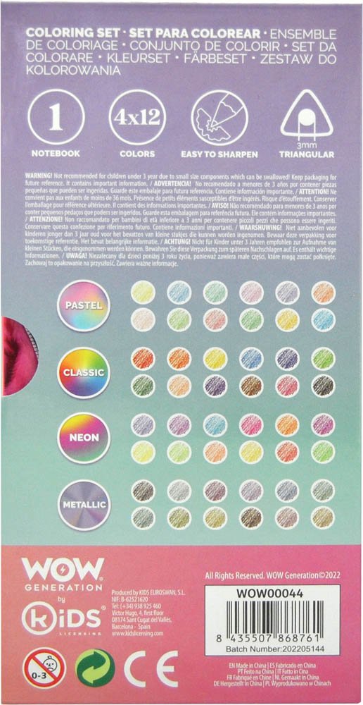 WOW Generation – Set 48 Coloured Pencils with Notebook