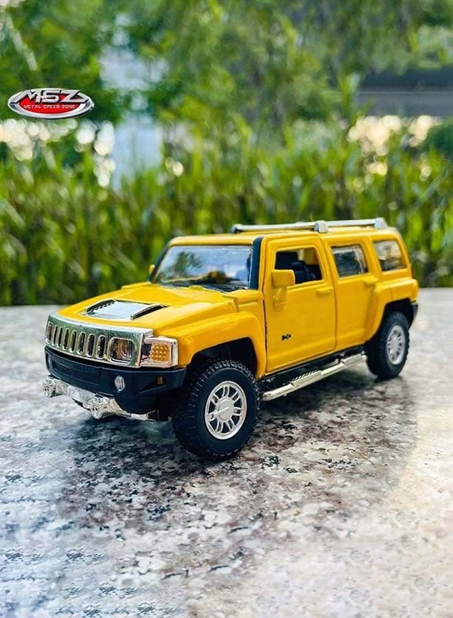 D-power MSZ – Hummer H3 - Yellow | Die-Cast Replica, Ultimate Collector's Item, SUV Cars | Toy Vehicles, Metal Toy Car Model - Pull Back Collection | Size - 1:32, For Kids 3+