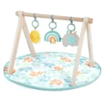 Ingenuity – Sun Valley Wooden Toy Arch & Play Mat, Nature-Inspired Baby Gym with Developmental Toys, Gender-Neutral