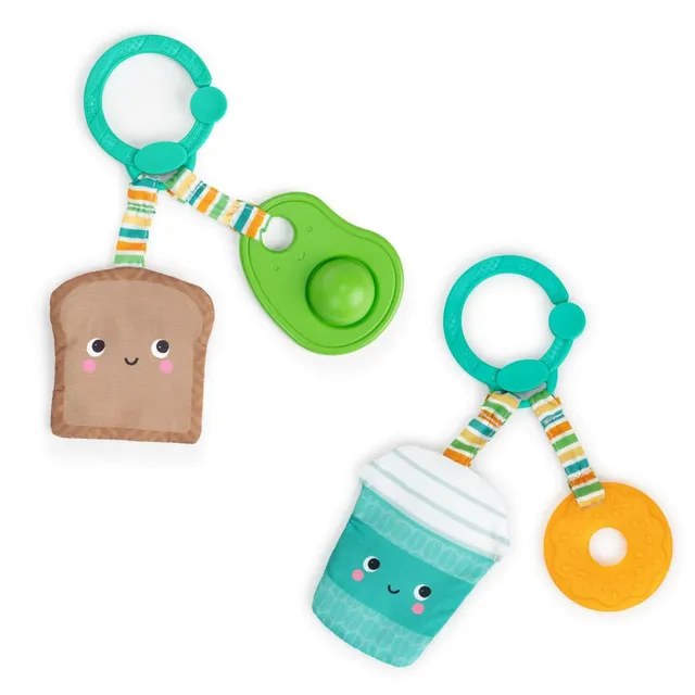 Bright Starts - Perfect Pair 2-in-1 Teether Toy, Coffee, Donut, Avocado And Toast, Assorted (Any 1)