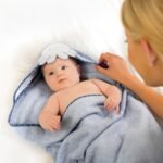 Clevamama Bamboo Apron Baby Bath Towel – Blue