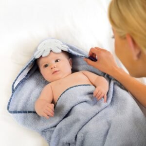 Clevamama Bamboo Apron Baby Bath Towel - Blue