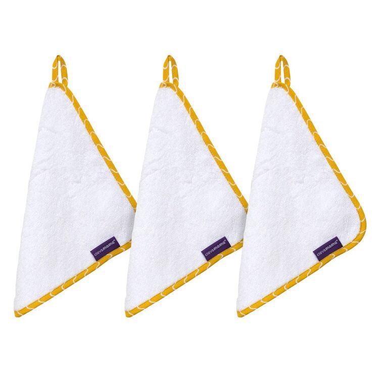 ClevaMama Bamboo Baby Washcloth Set (3Pk) - White & Honey