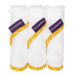 ClevaMama Bamboo Baby Washcloth Set (3Pk) - White & Honey