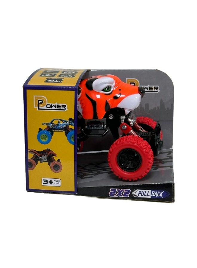 D-Power - PullBack Crazy Tiger Truck | No Batteries Needed, Fun for All Ages | 3+