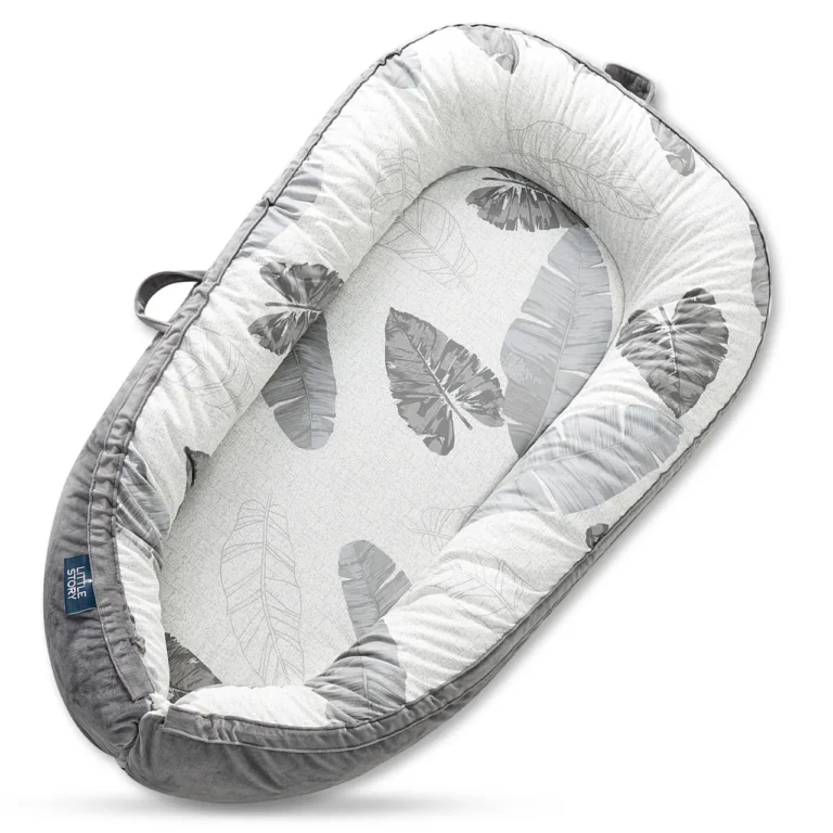 Little Story Fiberfill Lounger Bed w/ Feeding Pillow - Leaves