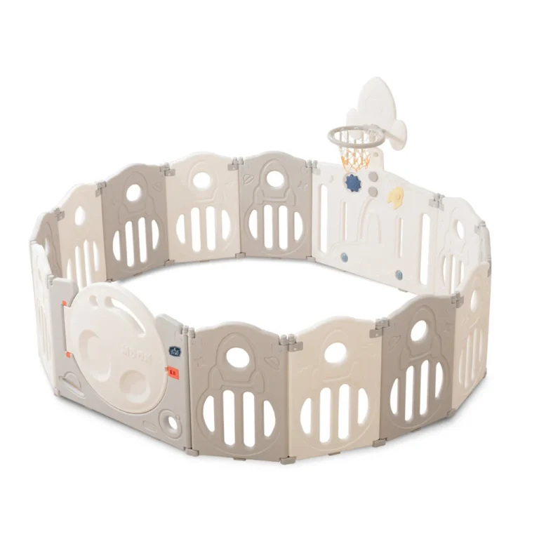 Little Story Space Portable Playpen with Basketball Hoop | Safe & Foldable
