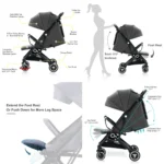 Teknum – travel Cabin Stroller with Coffee Cup Holder – Slate Grey