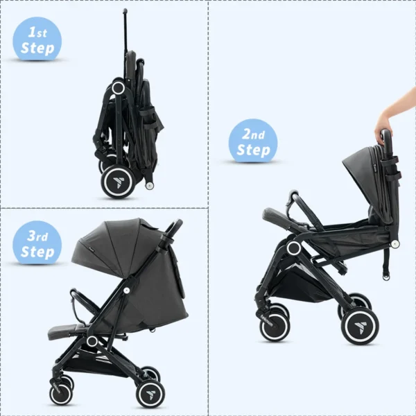 Teknum – travel Cabin Stroller with Coffee Cup Holder – Slate Grey