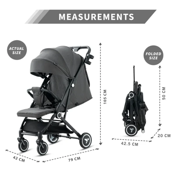 Teknum – travel Cabin Stroller with Coffee Cup Holder – Slate Grey