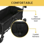 Teknum Fellow Wagon Stroller for 2 kids with Snack Tray – Black