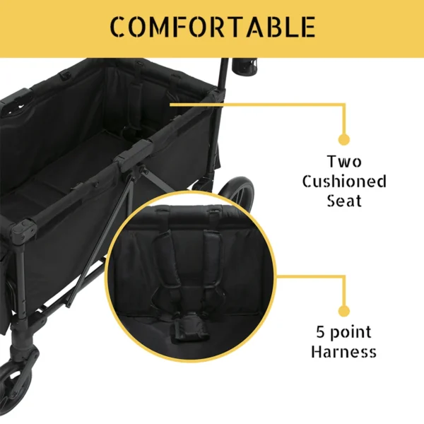 Teknum Fellow Wagon Stroller for 2 kids with Snack Tray – Black