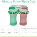 Melii Abacus Straw Sippy Cup Green & Pink 340ml 2 pcs