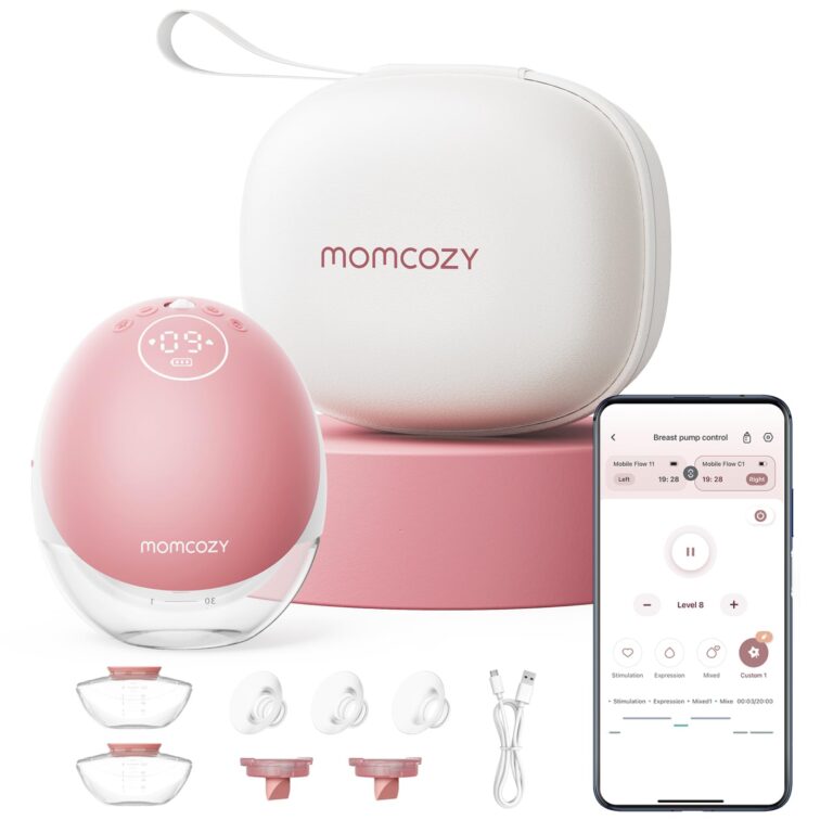 Momcozy Mobile Flow M9 Breast Pump, Single, Maroon