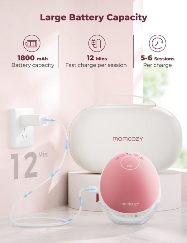 Momcozy Mobile Flow M9 Breast Pump, Double, Maroon