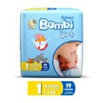 Sanita Bambi – Baby Diapers Regular Pack, Size 1, Newborn 2-4 KG, 19 Count