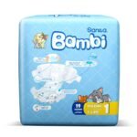 Sanita Bambi – Baby Diapers Regular Pack, Size 1, Newborn 2-4 KG, 19 Count