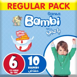 Sanita Bambi – Baby Diapers Regular Pack Size 6, XX-Large, +16 KG, 10 Count