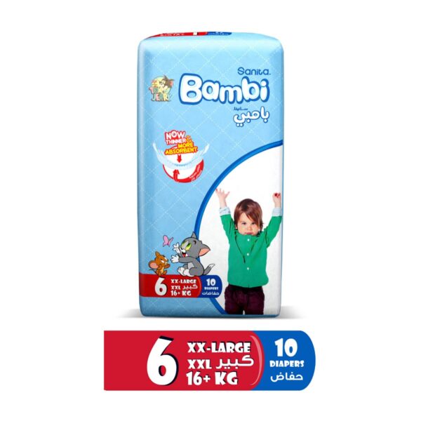 Sanita Bambi – Baby Diapers Regular Pack Size 6, XX-Large, +16 KG, 10 Count