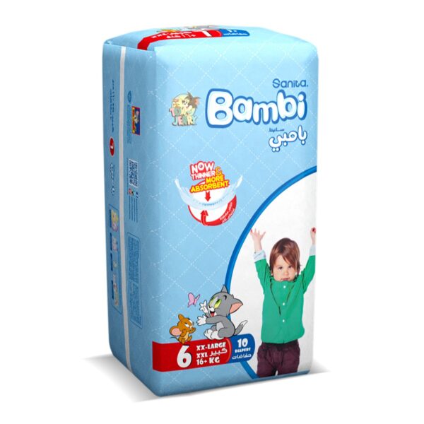 Sanita Bambi – Baby Diapers Regular Pack Size 6, XX-Large, +16 KG, 10 Count