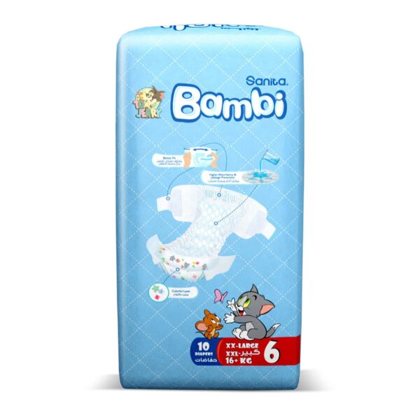 Sanita Bambi – Baby Diapers Regular Pack Size 6, XX-Large, +16 KG, 10 Count