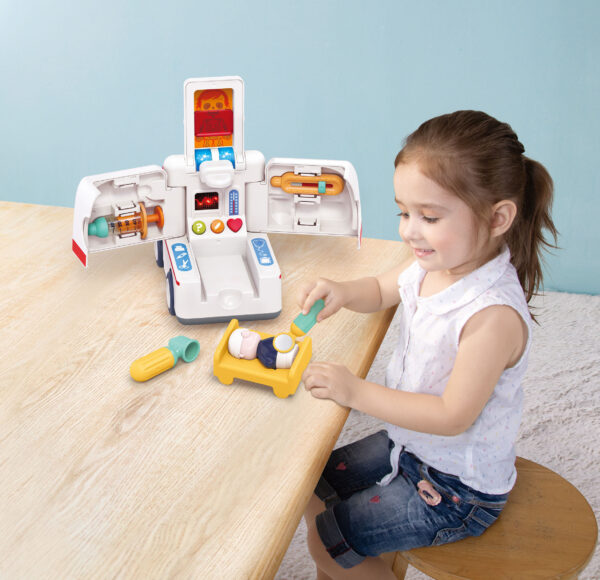 Hola -Toy Ambulance with Lights, Sounds, Bump-and-Go, and Medical Tools for Kids 3+