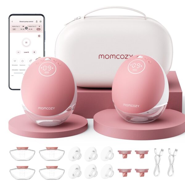 Momcozy Mobile Flow M9 Breast Pump, Double, Maroon
