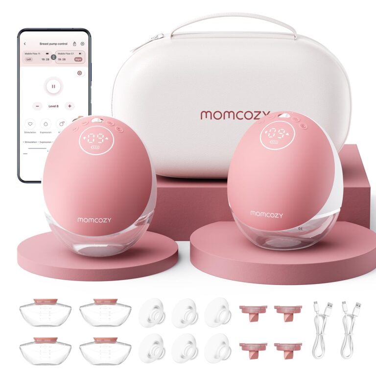 Momcozy Mobile Flow M9 Breast Pump, Double, Maroon