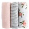 Little Unicorn Cotton Muslin Swaddle 3 Pack Watercolor Roses 2
