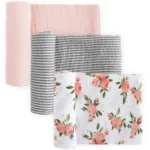Little Unicorn Cotton Muslin Swaddle 3 Pack Watercolor Roses 2