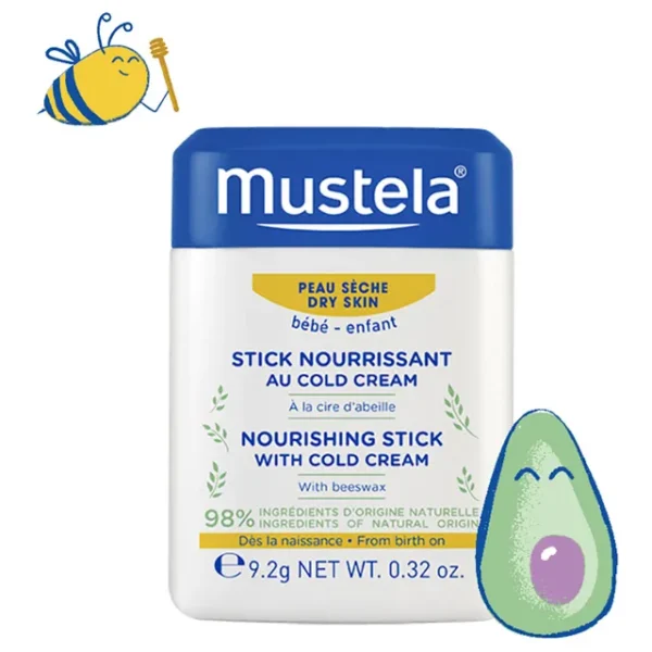 Mustela Nourishing Stick with Cold Cream – Hypoallergenic Baby Lip & Cheek Care, 9.2g, 0+ Months