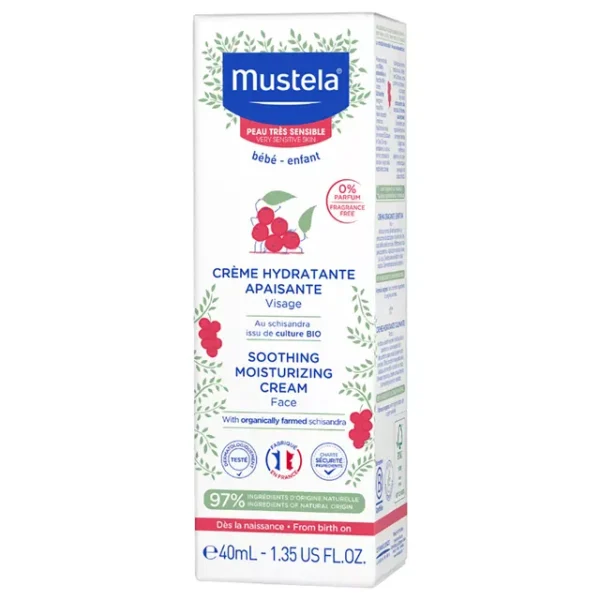 Mustela Soothing Moisturizing Cream for Baby’s Face – 40ml | Gentle Hydration for Sensitive Skin | Ideal for Newborns and Toddlers Pack of 2