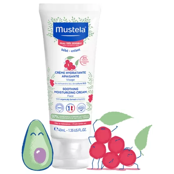 Mustela Soothing Moisturizing Cream for Baby’s Face – 40ml | Gentle Hydration for Sensitive Skin | Ideal for Newborns and Toddlers Pack of 2