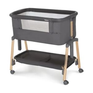 Asalvo 2-in-1 Mini Cot & Co-Sleep Crib – Smart Grey, Compact & Adjustable Baby Bed