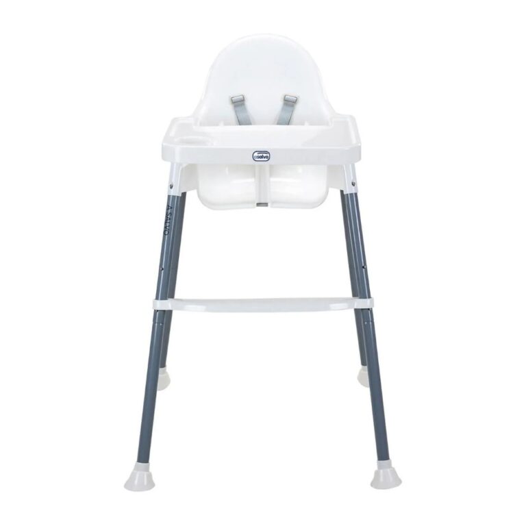 Asalvo High Chair – Basic Pro Grey White, Safe & Compact Baby Feeding Chair
