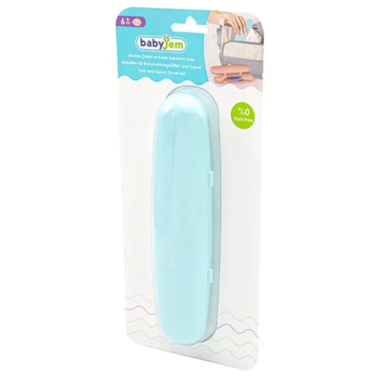 Babyjem - Plastic Fork & Spoon Travel Case - Green 6 Months+