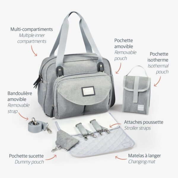 Beaba – Geneva II Changing Bag – Heather Grey