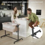 Kinderkraft – 2-in-1 Neste Up 2 Bedside Crib – Light Grey