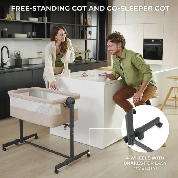 Kinderkraft – 2-in-1 Neste Up 2 Bedside Crib – Light Grey